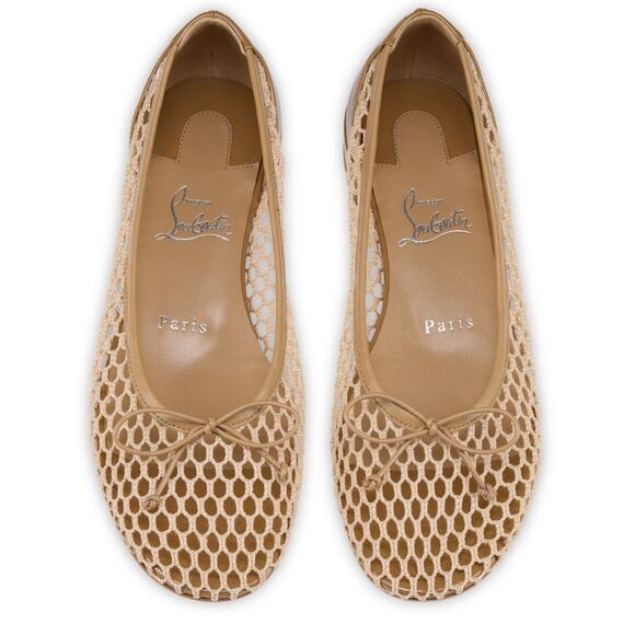 Christian Louboutin Sweetie Jane Mesh Flat Lionne Beige Nude Ballet Ballerina 39 - Picture 11 of 16